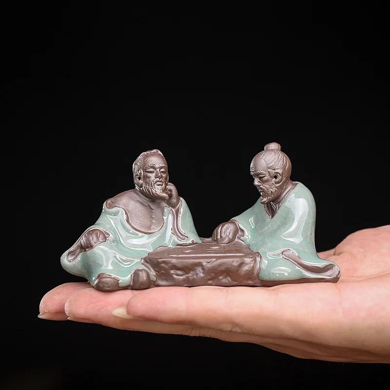 Fleshy Flowerpot  Desktop Accessories Geyao Old Chess Player Flower Pet Ceramic Little Monk Landscape Decoration Tea Pets