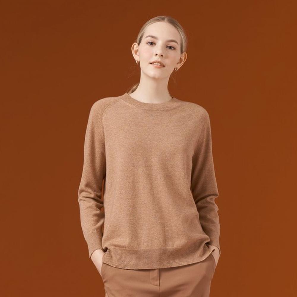 Dal Cashmere Pullover Camel Raglan Shoulder