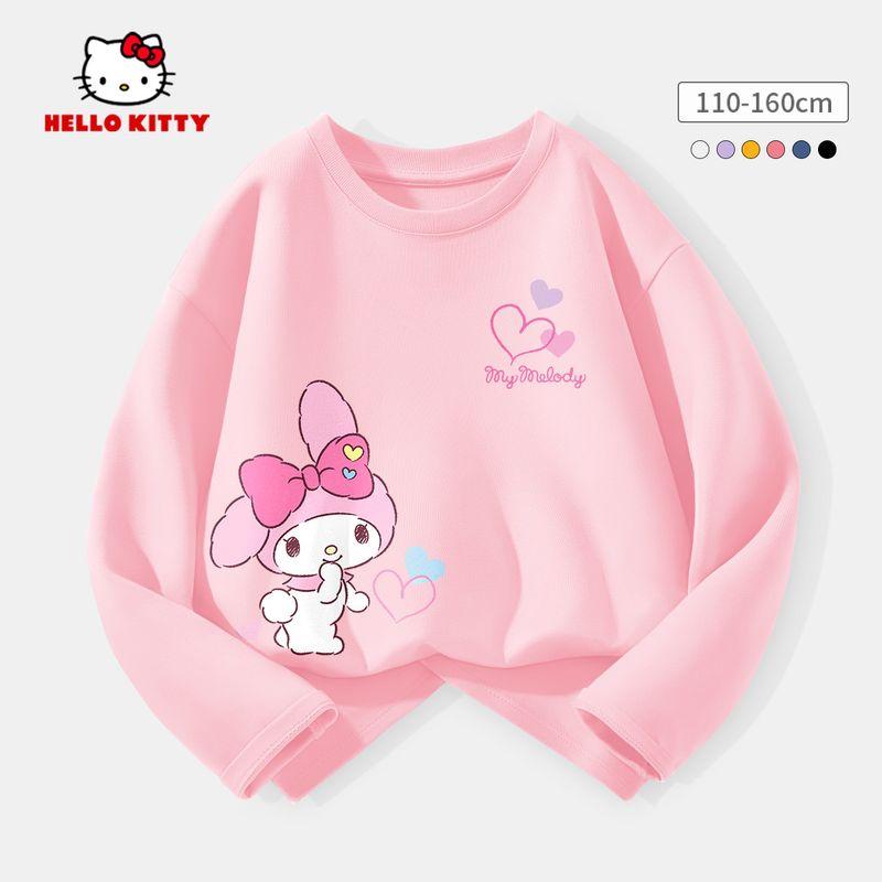 Hello Kitty Girls' Base Layer Shirt Spring 2026 New White Children's Base Layer Shirt Pure Cotton Girls' Top
