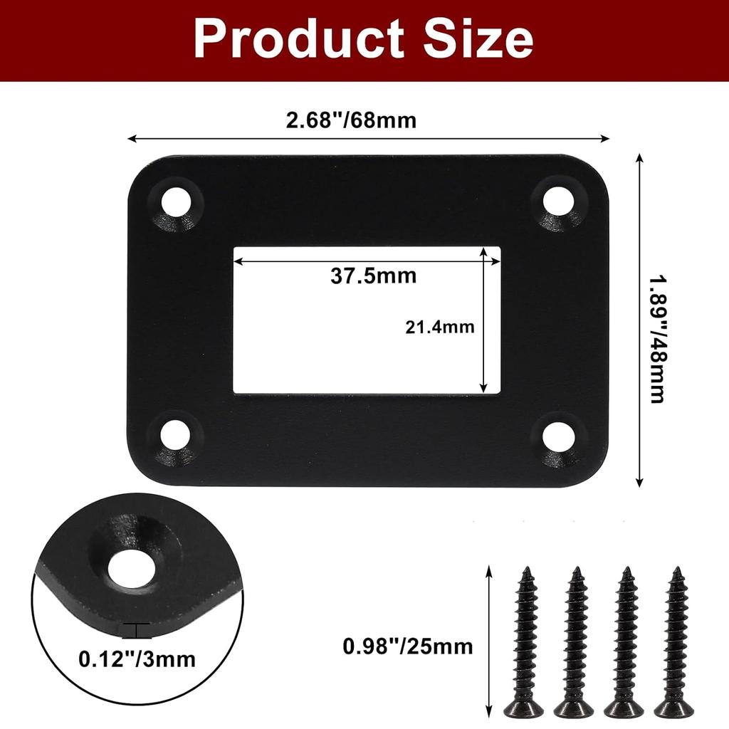 BokWin Rocker Switch Cover, Black, Single Gang | Toggle Switch Holder, Panel Housing Bracket, Includes Screws, For Car Truck Boat Marine