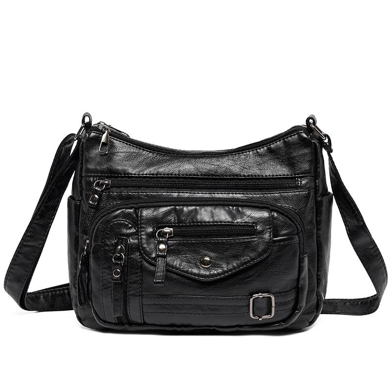 Женская сумка через плечо 2025 новый клатч модный кошелек с несколькими отделениями мягкая сумка на молнии чёрный 1677₽