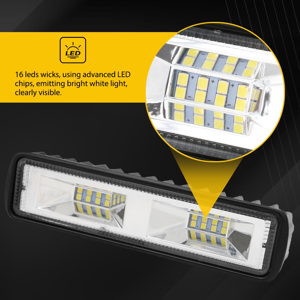 2Pcs 18W LED Car Work Light 16SMD Motorcycle 4x4 Off-road Truck Flood Light Universal Aluminum Alloy Headlights DRL Driving Lamp