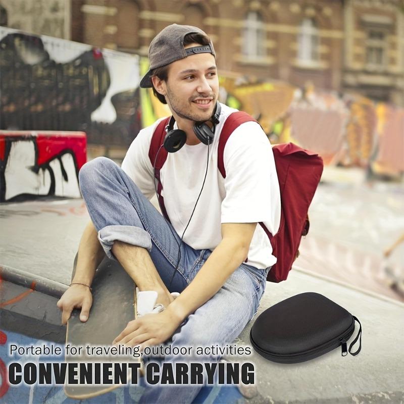 A Hard Shell Travel Headphone Case - Durable Nylon Protective Cover with Zipper Closure And Handle