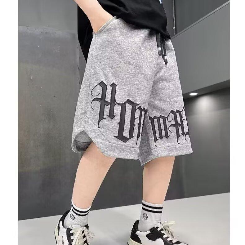 Loose Style Children Summer Shorts for Boy Letter Print Short Pants Outdoor Casual Sports Shorts Korean Children's Clothing