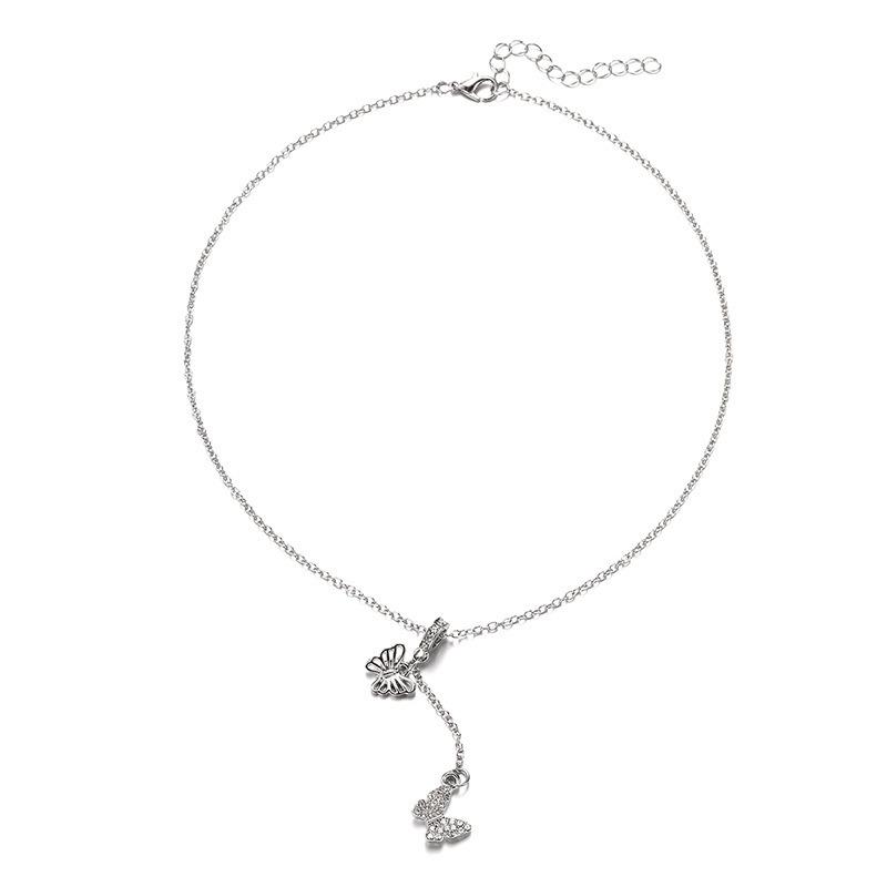 Fashion and Versatile Tassel Butterfly Pendant Necklace Light Luxury Niche High-end Design Jewelry Necklace