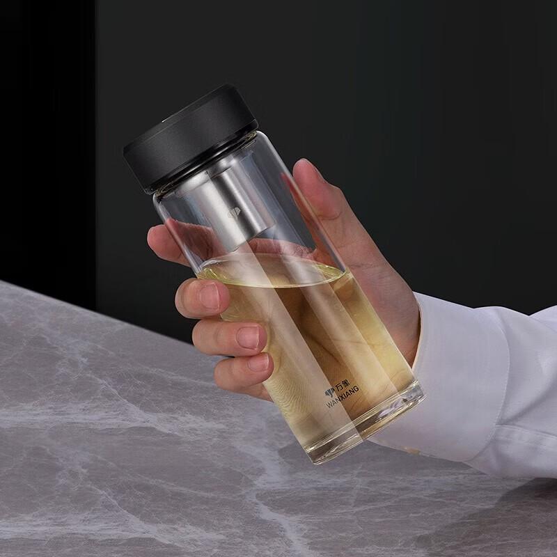 WANXIANG Portable High Borosilicate Glass Water Bottle with Tea Infuser