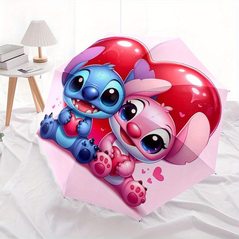 Stitch,Lilo Fully Automatic Themed Umbrella - 8 Ribs Durable Iron Frame, Tri-fold Compact Design, Perfect As a Gift, Travel Umbrella, Unisex