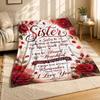 Sister Love Floral Quote Coral Fleece Blanket Family Decor