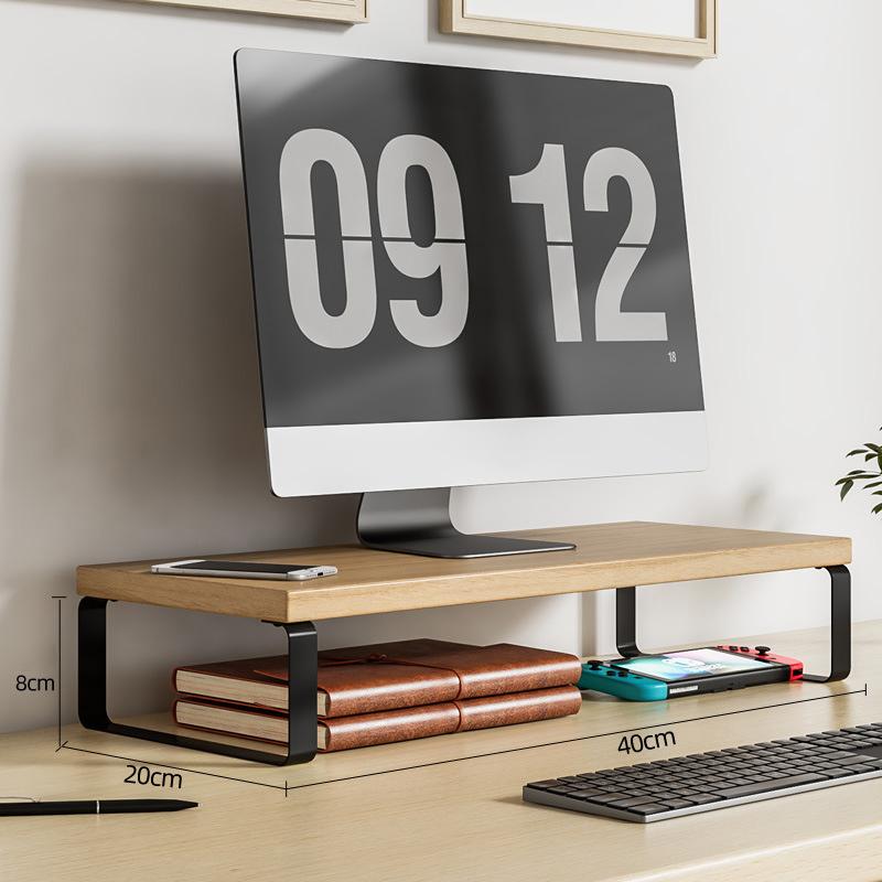 Wooden Monitor Lifting Rack Base Support Cushion Rack Computer Heightening Bracket Office Multifuncte Desktop Storage Rack