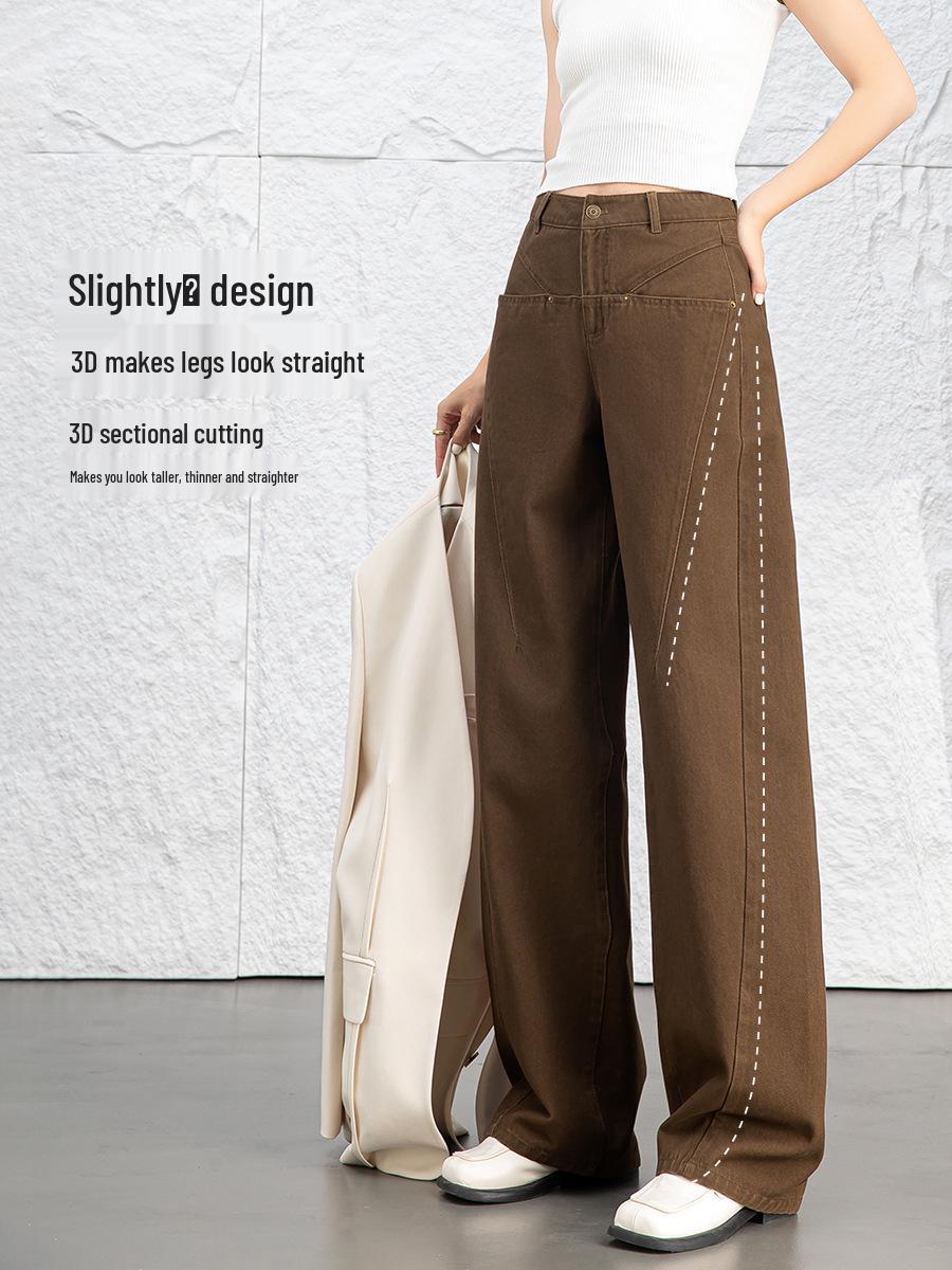 Xin Ge Women s 2024 High-Waisted Wide-Leg Retro Jeans 29