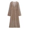 LYRIA Sexy Sequined Long Pleated Dress Women Deep V-neck Full Sleeve See Through Dresses Summer Lady Party Evening Dresses