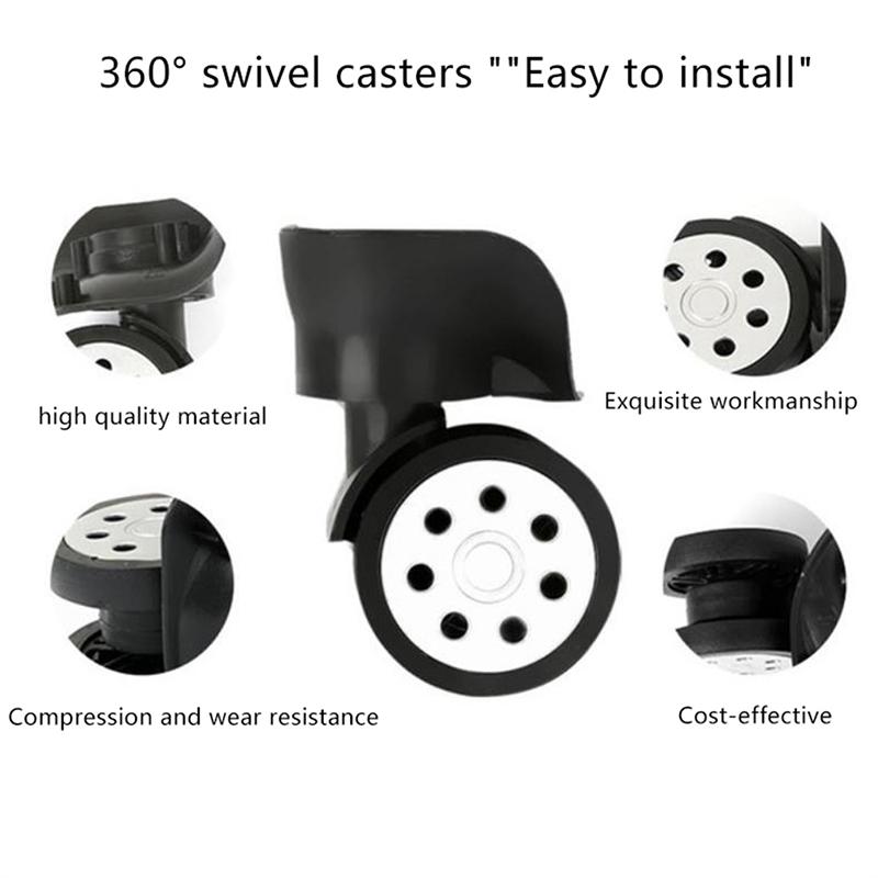 1Pair Trolley Case Luggage Wheel Silent Wear Travel Suitcase Replacement Parts