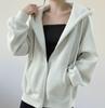 Women's Dark Blue Zipper Sweatshirt Jacket - New Korean Style for Spring & Autumn 2026