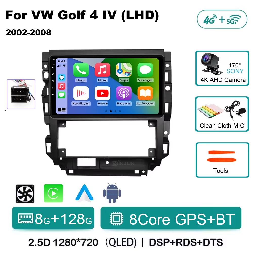 Car Radio Android 14 For Volkswagen VW Golf 4 IV LHD 2002-2008 Jetta MK4 Classics Qualcomm Multimedia Player Carplay GPS Auto