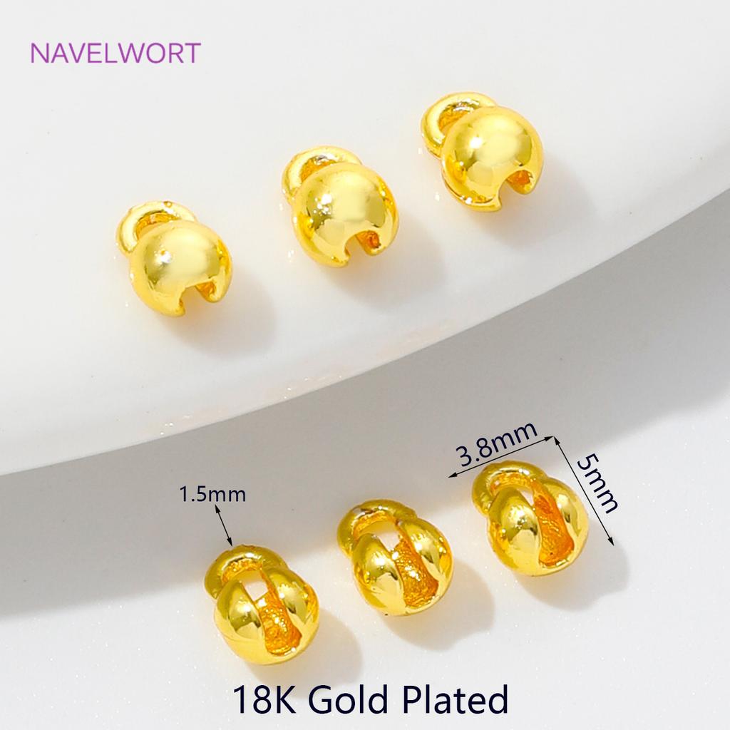14/18K Gold Plated Crimp Beads,End Caps For Jewelry Making,Brass Clam Shell Bead Tip Crimp Ends Beads,DIY Jewelry Accessories