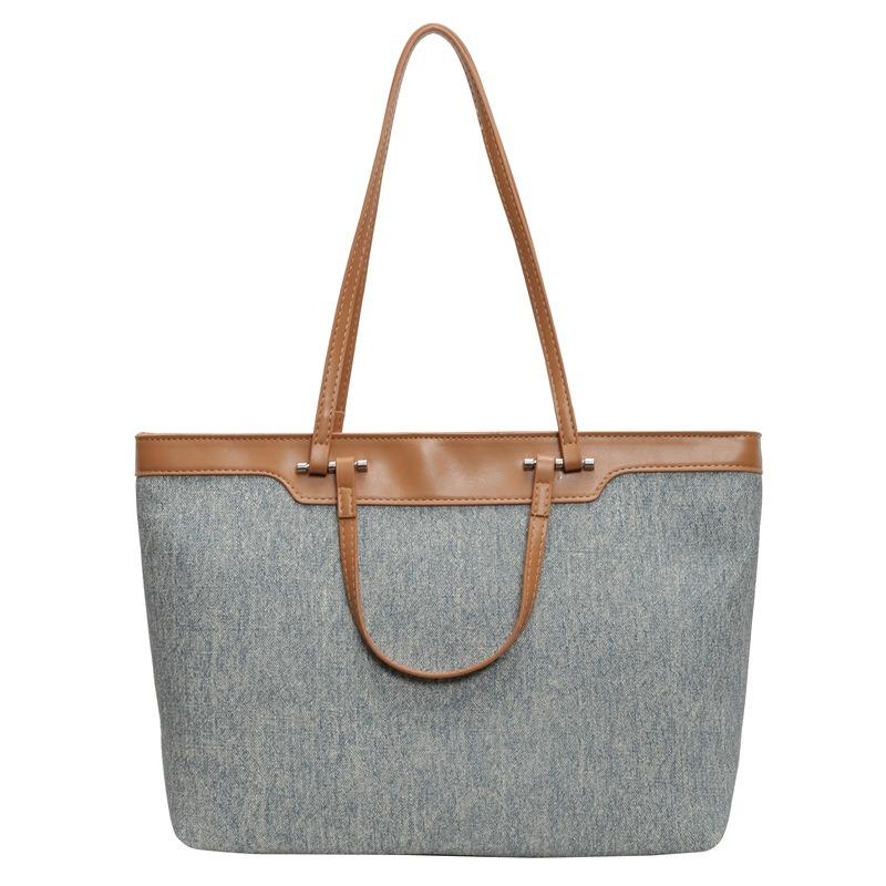 Autumn and Winter Tide Versatile Handbag Large-capacity Tote Bag Contrasting Color Shoulder Large Bag Women's Bag