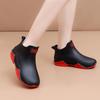 Korean Style Women's Short Shaft Rain Boots Waterproof Warm Flat Sole Kitchen Work Car Wash Rubber Boots Men's