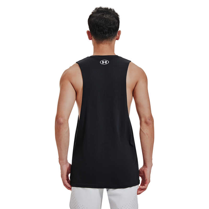Under Armour Project UA Project Rock Buchstaben Logo Print Trainings Ärmelloses T-Shirt Herren Oberteile Schwarz 1373787-004