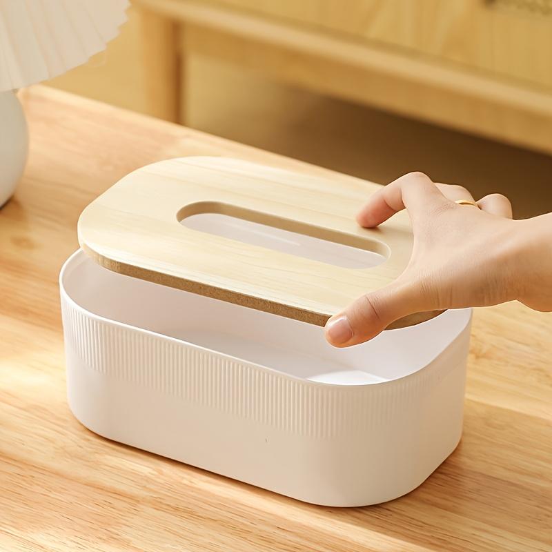 1pc Nordic Simplicity Style Tissue Box with Wooden Cover Home Living Room Desktop Napkin Box Bathroom Toilet  Tissue Box