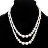 White Faux Pearl Necklace Ladies 2 Strands Beads Choker Elegant Layered Necklace Jewelry for Dating Weddings Parties