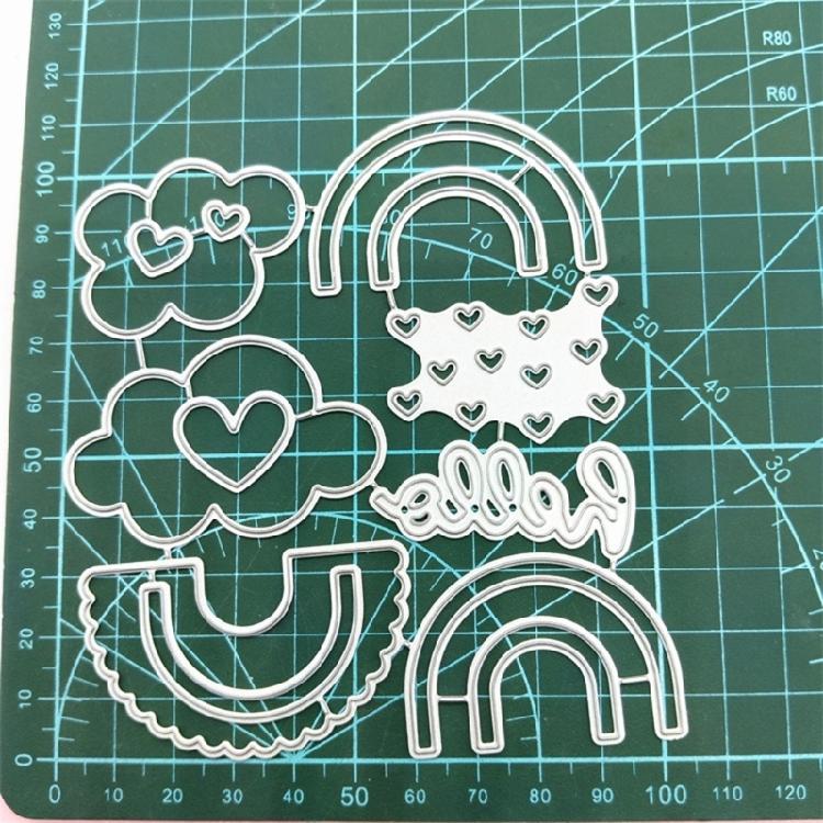 Carbon Steel Cutting Dies Loves Heart Rainbows Metal Die Cuts Stencils Template