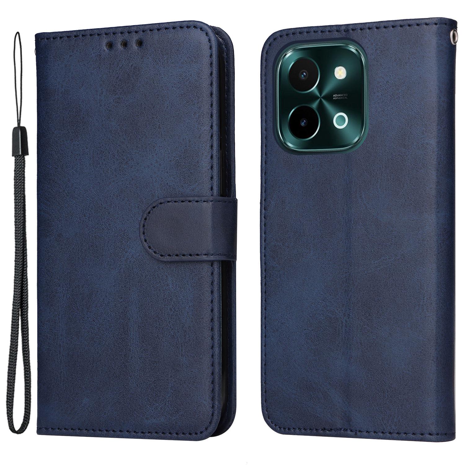 

For vivo Y28 4G/iQOO Z9x 5G Case Calf Texture Leather Wallet Phone Cover Blue