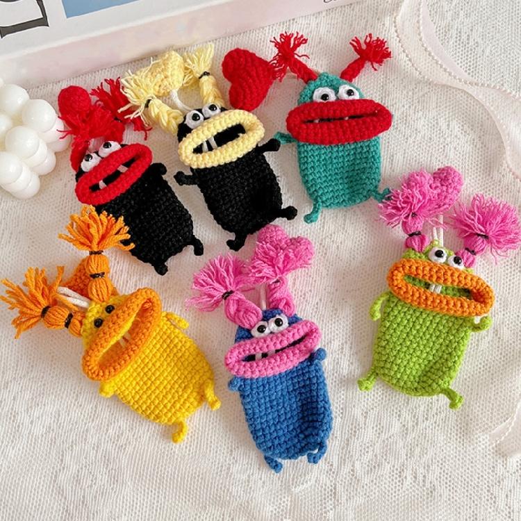Pull Out Car Keys Cases Bag Funny Cartoon Keychains Pouch Hand Knitting Keys Wallets Organizers for Women and Men
