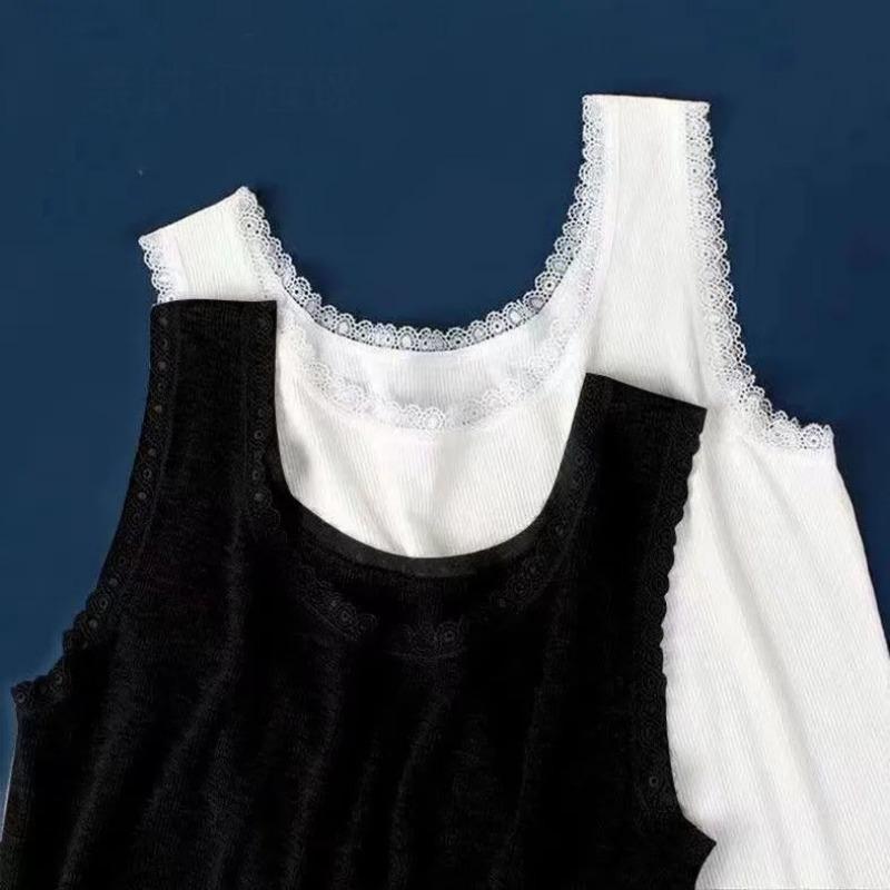 Knitted Thread Suspender Vest Women Hollow Lace Slim Tank Top Undershirt Simple Casual Solid Color Korean Fashion Spring Summer