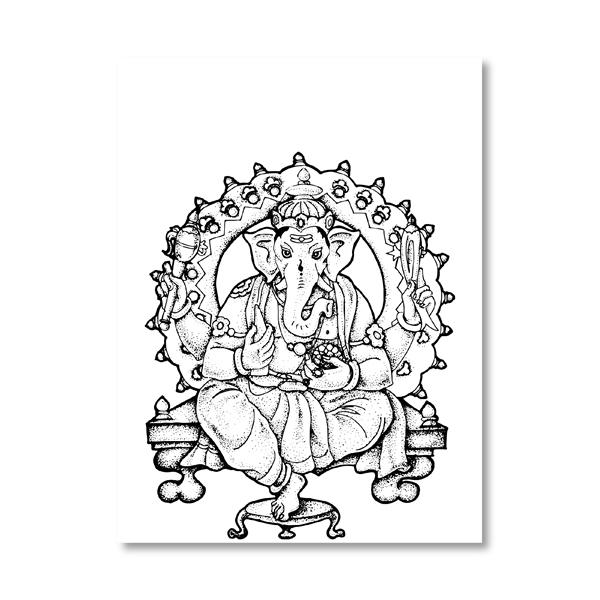 

Индуизм Индуистский Бог Ганеша Маска Плакаты Религия Символ Искусство Холст Картина Черно-белые Картины Домашний Декор Настенные Художественные Печати Без Рамки 21*30cm No Frame