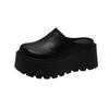 Super hot Internet celebrity black high heel half bag head slippers women's wear 2025 new non-slip heightened thick-soled slippers