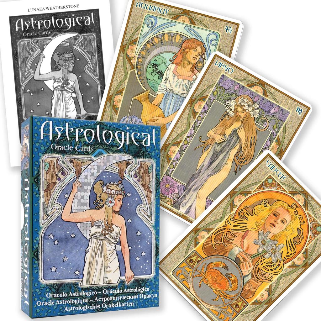 Authentic Astrological Oracle Cards, Art Nouveau Astrology by Antonella Castelli, with Japanese Instructions