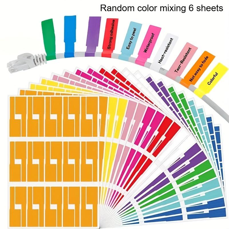 

6/12sheets Multi-Color Cable Labels | Data Cable Tie,Compatible with Handwritten & Laser Printers for Efficient Cable Management
