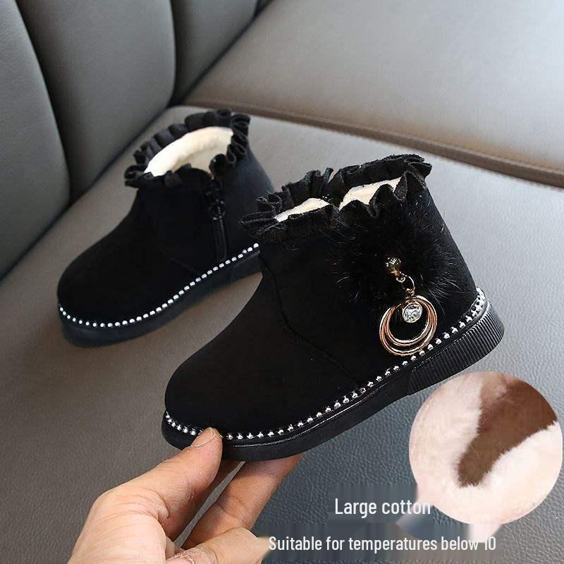 Stylish Winter Snow Boots for Girls Aged 1-6 - Plush, Thickened Martin Princess Boots