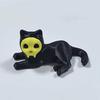 Cat Pen Holder 3D Printed Black Cat Ornament Cat Figurine with Detachable Skull Mask for Home Office Desk Halloween Decoration