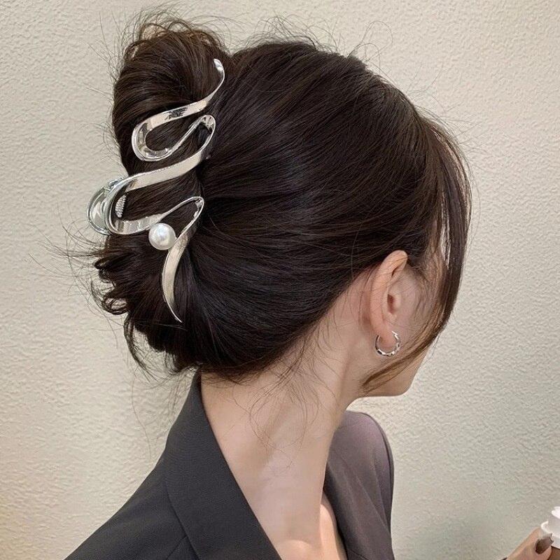 

Новые изысканные простые металлические банты для волос с когтями, модная жемчужная застежка для волос, заколка для волос, заколки, женские аксессуары для волос, головной убор, подарок