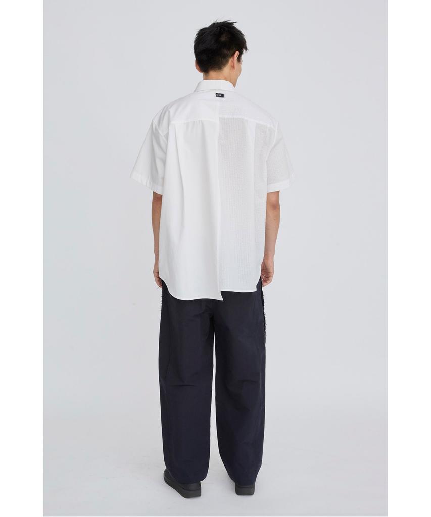 RECODE Split Short Sleeve Seersucker Shirt Rksam26614Whx