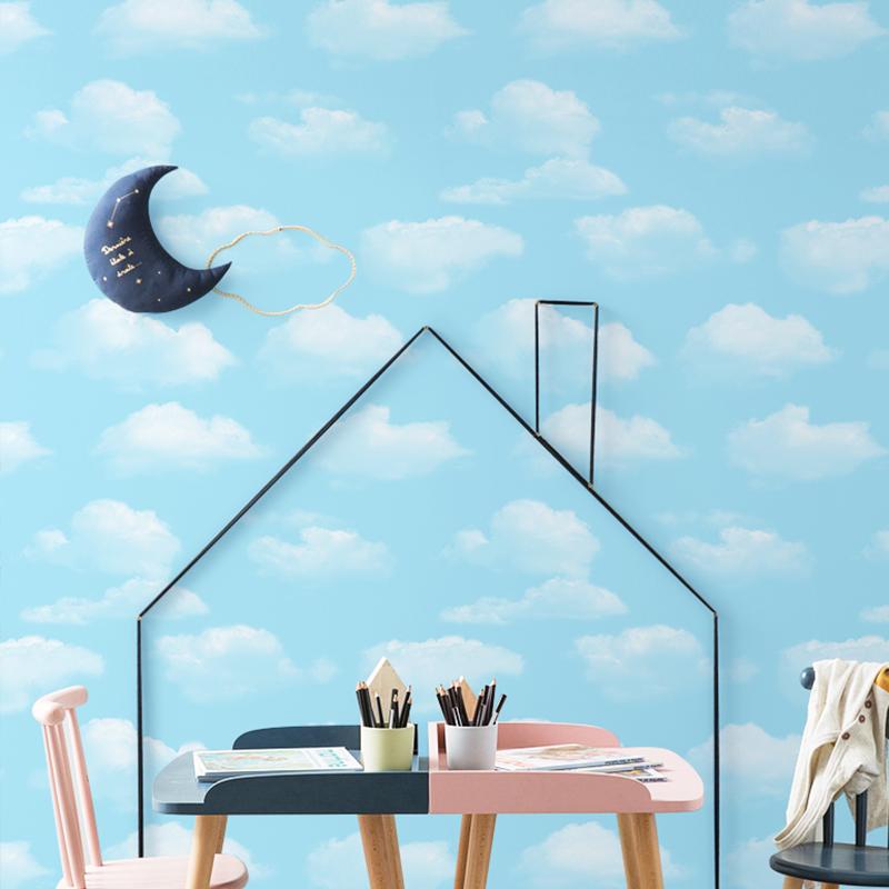 Blue Sky and White Cloud Wallpaper Home Decor Kids Bedroom Wall Paper Roll for Kindergarten Walls Nursery
