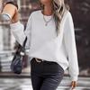 2024 Women's Solid Color Round Neck Loose Long Sleeve Autumn/Winter Hoodie