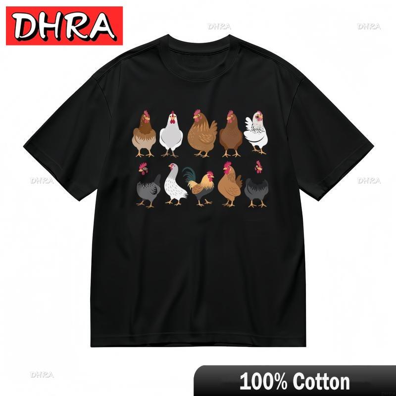 Unisexs Fashion Breathable Classic TShirt Colorful Rooster Hen Pattern Art Tee Urban Tops Tees for Women TShirt Male Kawaii