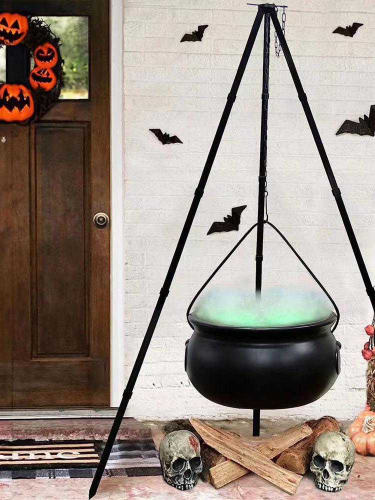 Halloween Party Large Witches Cauldron On Tripod with Lights,Plastic Bowl Hocus Pocus Candy Bucket Decor for Home Porch Outside