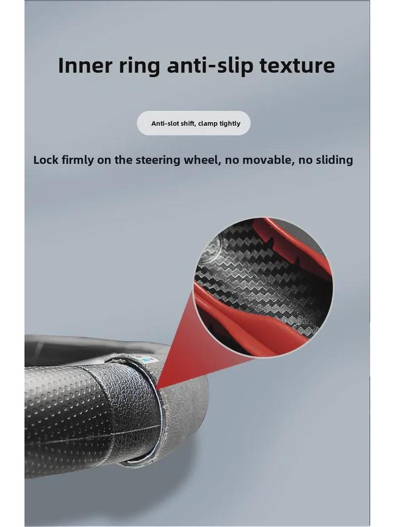 "Ultra-Thin Nappa Perforated Clip-On Steering Wheel Cover: Warm in Winter, Cool in Summer, Non-Slip Design"