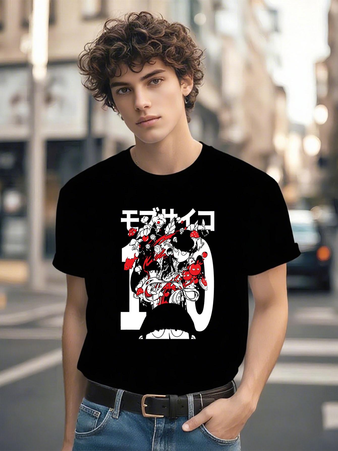 Mob Psycho Anime Graphic Tshirt Graphic Tshirt - Black wi... XXXXL