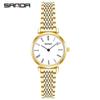 Sanda Trendy Diamond Roman Numeral Couple Watches - Steel Band, Waterproof Women's Wristwatch