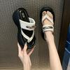 Platform slippers women's summer new retro fashion comfortable one-word drag with skirt beach drag tide
