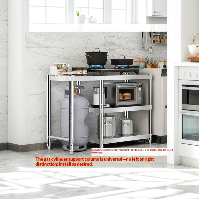 1Pcs Gas Cooktop Rack, Stainless Steel Kitchen Storage, Floor-to-ceiling Three-layer Functional Kitchenware, Thickened Storage