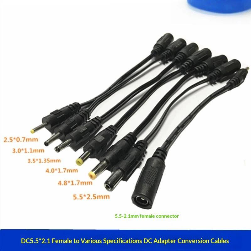 DC Power Cable 5521 Female to Multi Size Male Jack Adapter Stable Transmission Connector for Home Office Electronic Power Supply