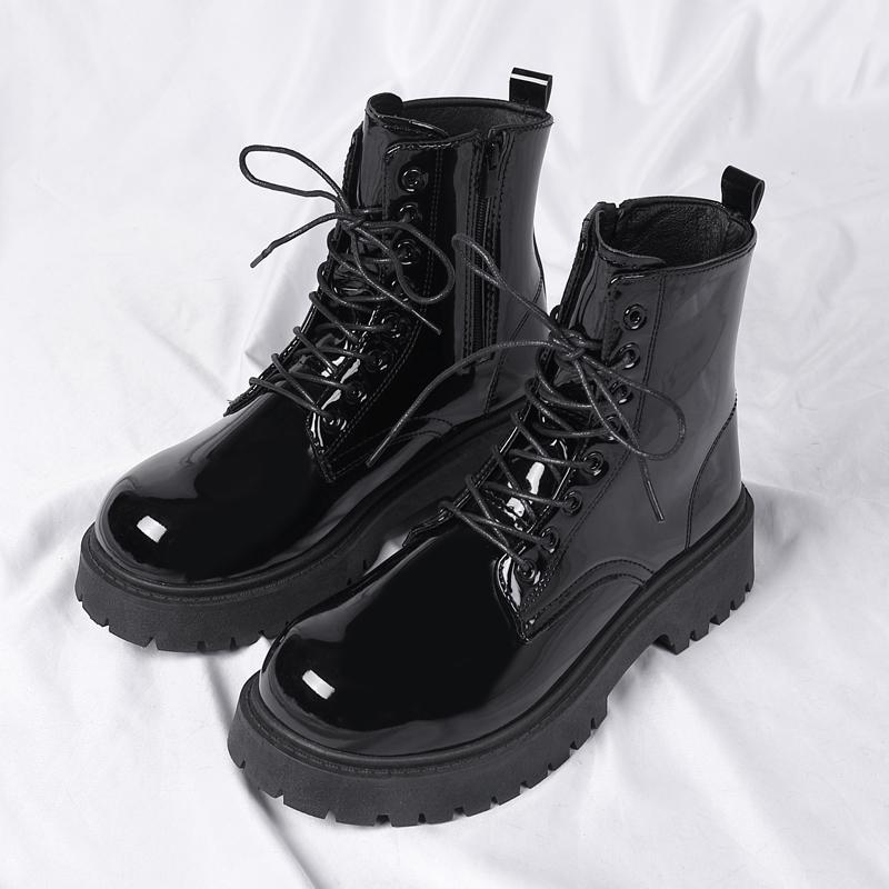 

Мужские ботинки на толстой подошве в британском стиле, увеличивающие рост, модные, противоскользящие и водонепроницаемые мотоциклетные кожаные ботинки с высоким верхом 46 чёрный