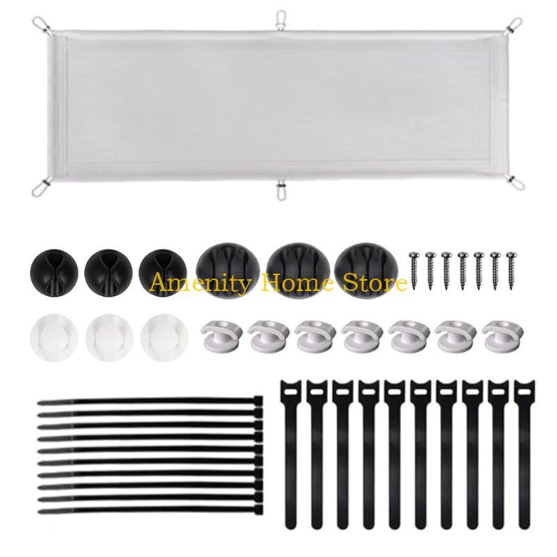 F26C Under Desk Cable Management Pocket Efficient Under Desk Wire Organizers Storage Holder for Secure and Neat Spaces