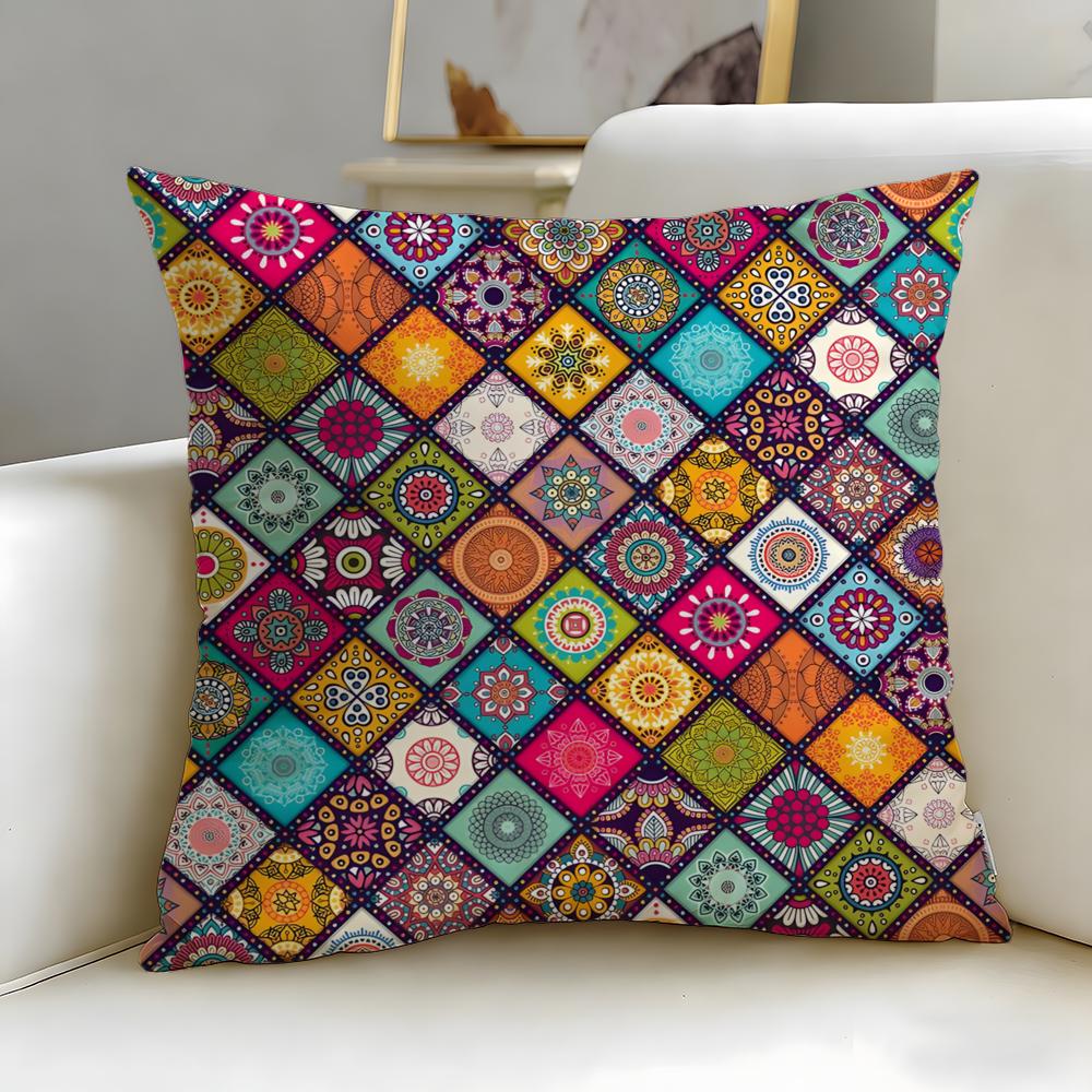 Mosaic Pattern Cushion Cover Soft  EasyWash Pillow Case  Versatile for Couch Bed Travel and Office