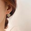 Light Luxury Palace Style Emerald Diamond Flower Earrings Flower Pendant Temperament Fashion